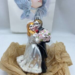 Elegant Bride and Groom Ornament - Silver and Black